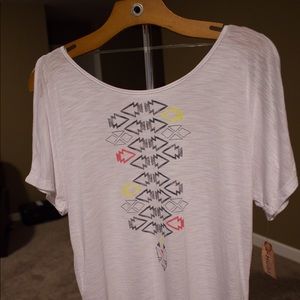 Mudd White Patterned Slouchy Cutout T-Shitt
